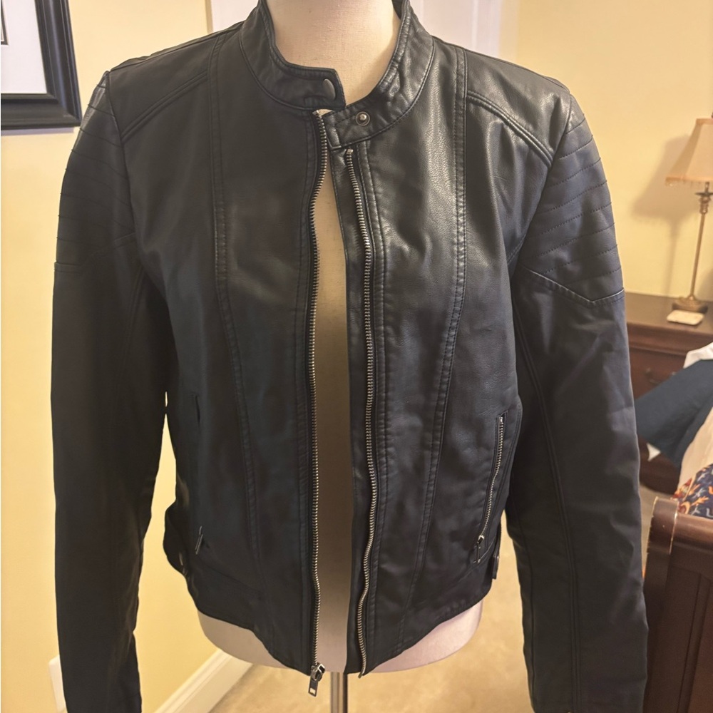 Xhilaration Faux black leather jacket Junior L